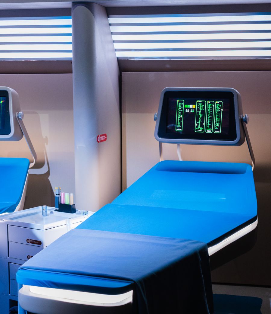A bright, connected hospital corridor